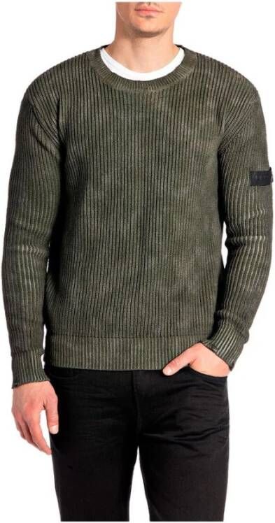 Replay Katoenen Crewneck Trui Green Heren