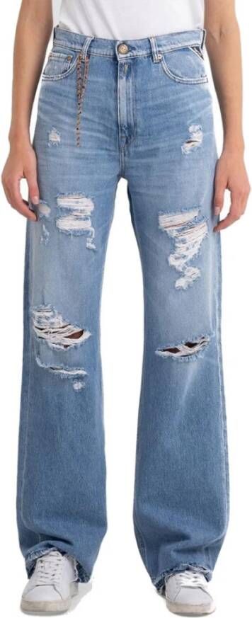Replay Rose Wide Leg Jeans Blue