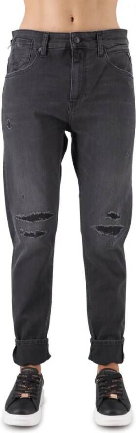 Replay Zwarte Delav Marty Jeans met versleten details Black Dames