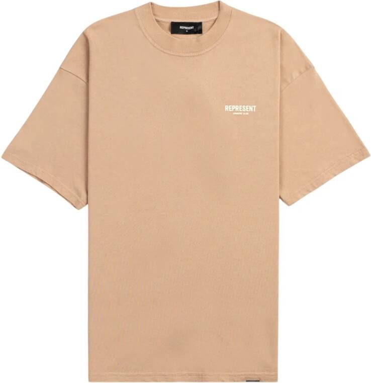 Represent Owners Club T-shirt Beige Oversized Fit Brown Heren