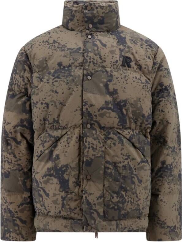 Represent Gewatteerde nylon jas met camouflage motief Groen Heren