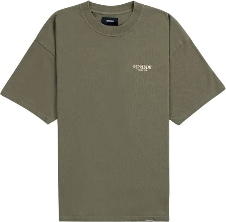 Represent Groen T-shirt met bedrukte achterkant Groen Heren