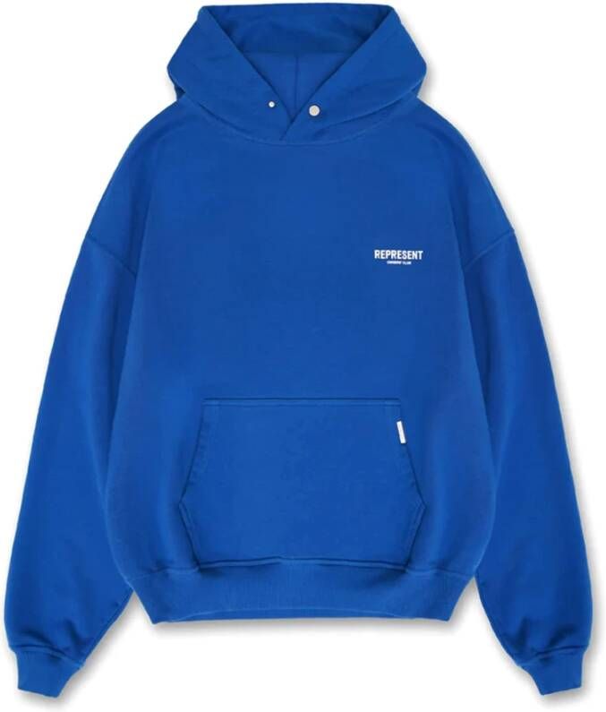 Represent Blauwe Hoodie Losse Pasvorm Kangoeroezak Blauw Heren