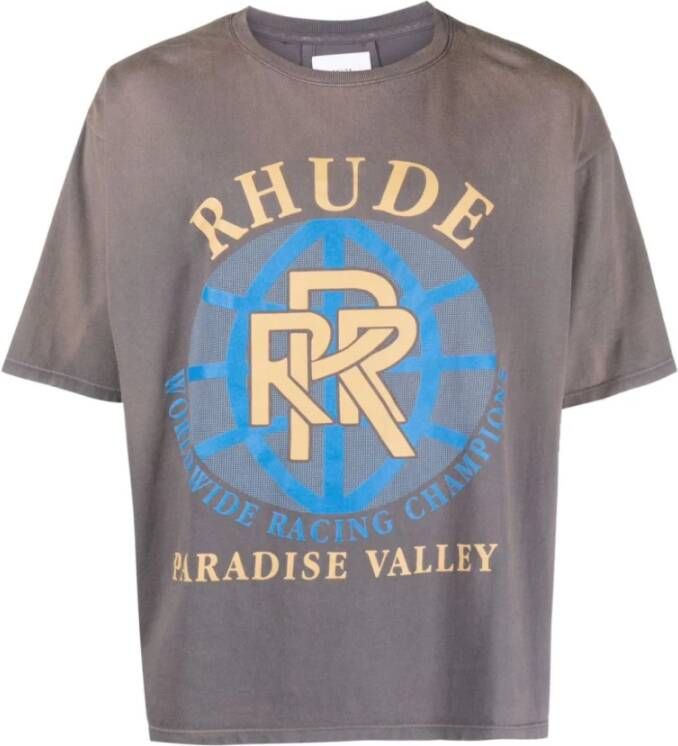 Rhude Vintage Grijs Raceway Katoenen T-Shirt Multicolor Heren