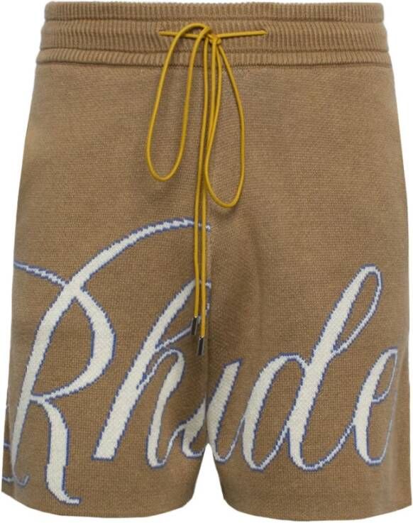 Rhude Luxe Gebreide Shorts Brown Heren