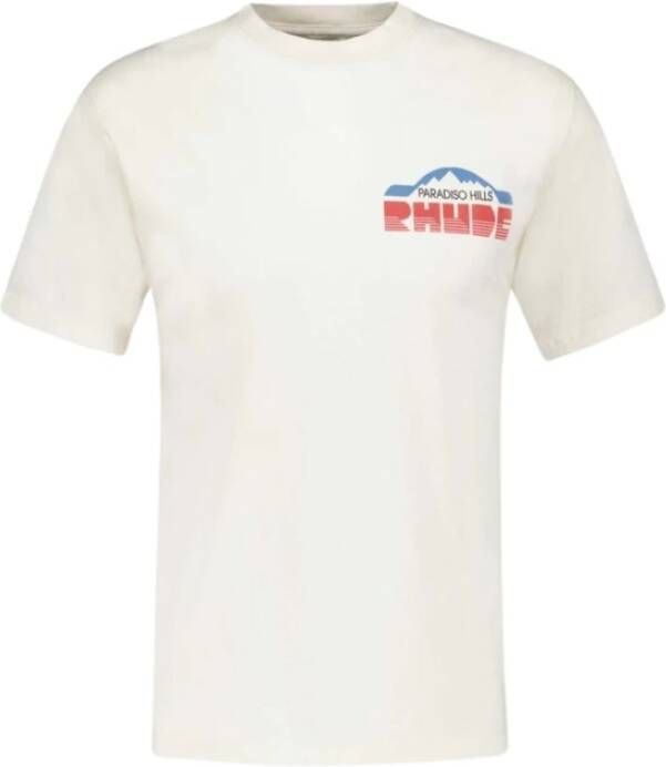 Rhude Paradiso Rally T-Shirt Katoen Wit White Heren