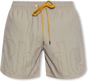 Rhude Swimming shorts with logo Beige Heren