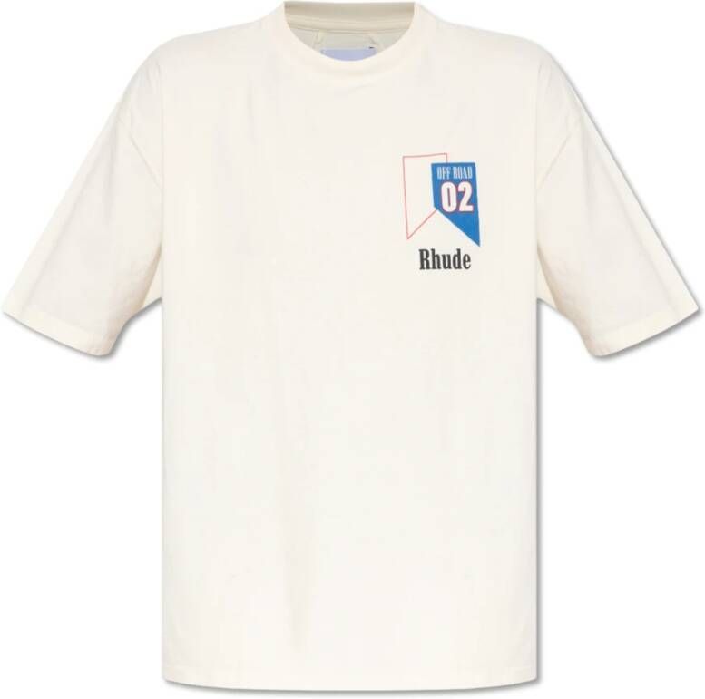 Rhude Wit Katoenen T-Shirt White Heren