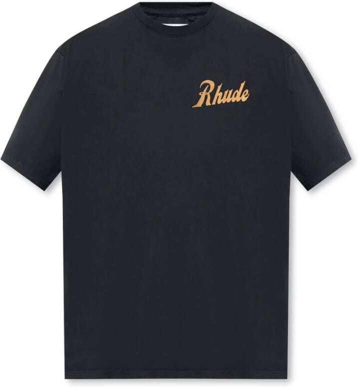 Rhude Zwarte Katoenen Verkoop en Service T-Shirt Zwart Heren