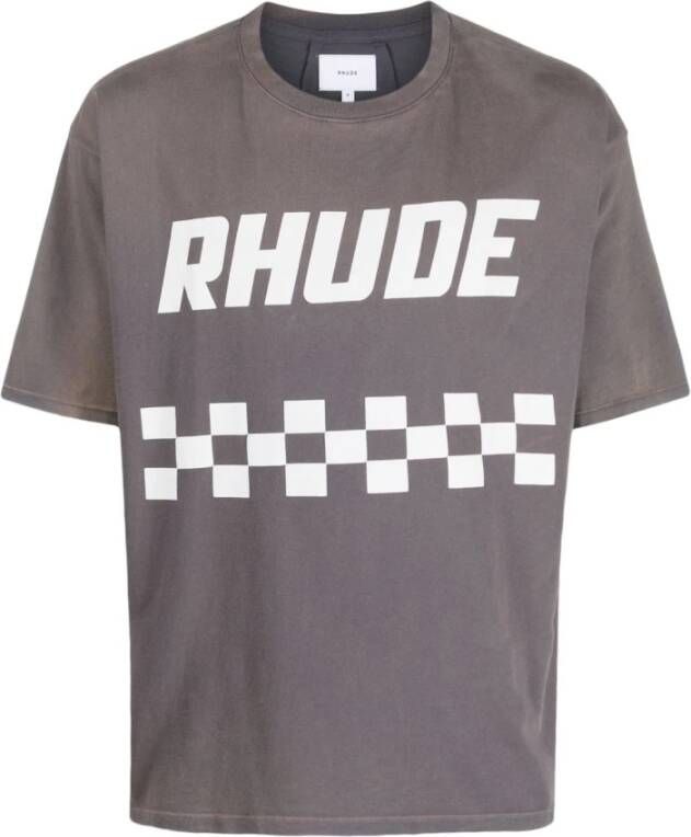 Rhude Grijze Bedrukte T-shirts en Polos Grijs Heren