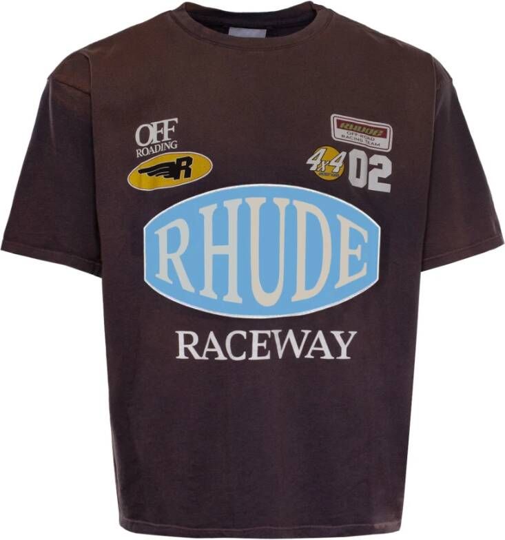 Rhude Vintage Grijs Raceway Katoenen T-Shirt Multicolor Heren