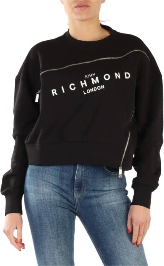 John Richmond Logo Sweatshirt met Lange Mouwen en Rits Black Dames