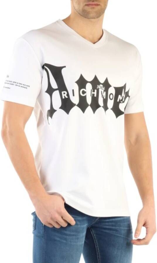 John Richmond Wit Oversized T-Shirt met Bedrukt Logo White Heren