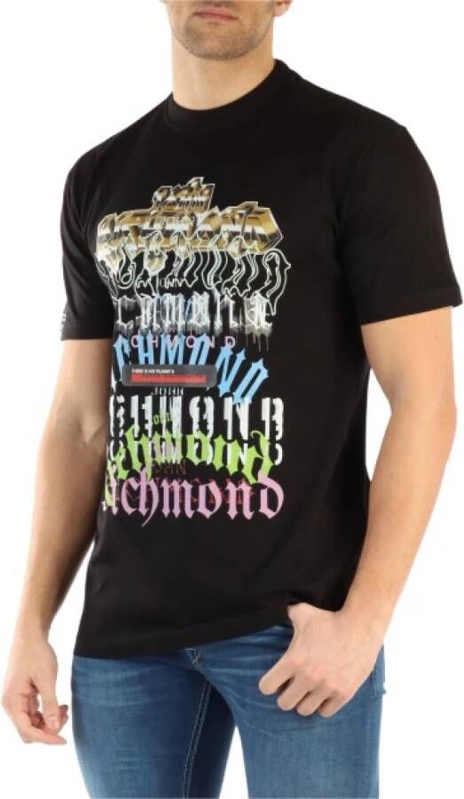 John Richmond Multicolor Oversized T-Shirt Black Heren