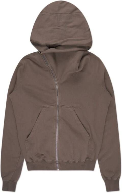 Rick Owens Zwarte hoodie met asymmetrische rits Zwart Heren