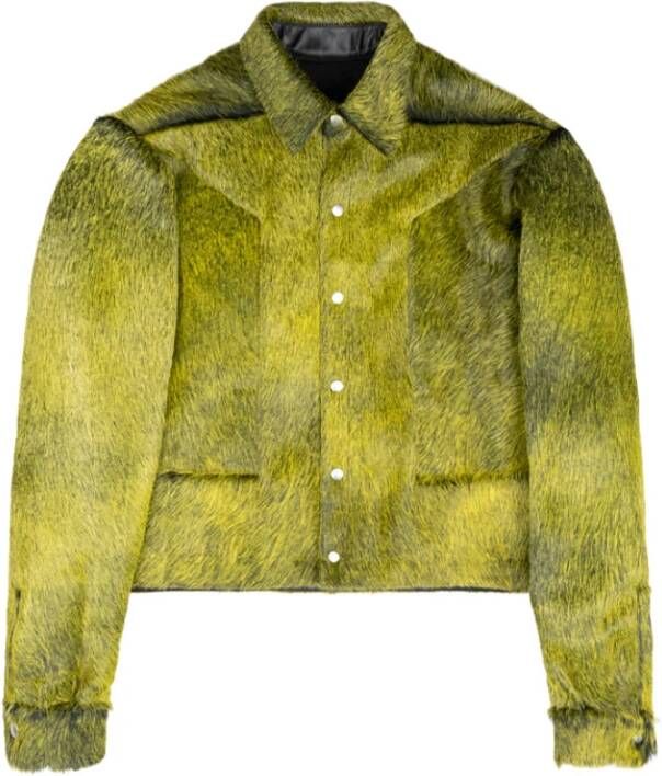 Rick Owens Geweven Donsjack Alice Strobe Shirt Zuurmelange Multicolor Heren