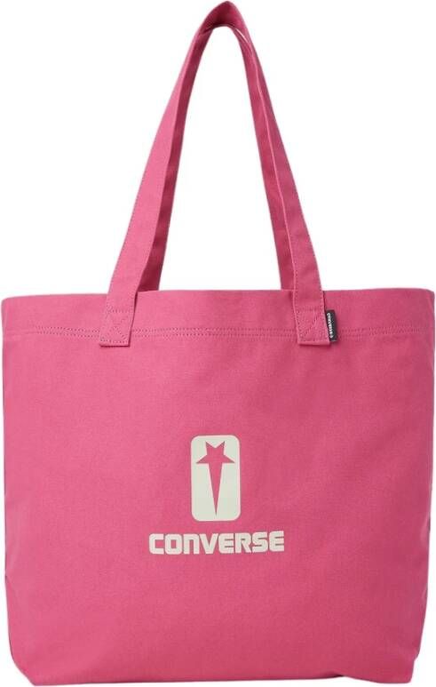 Rick Owens Katoenen Canvas Logo Print Tote Bag Pink Dames