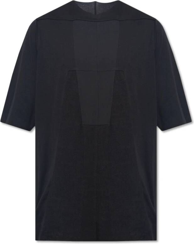 Rick Owens Luxor Top Crew Neck T-Shirt met Geometrische Patches Black Heren