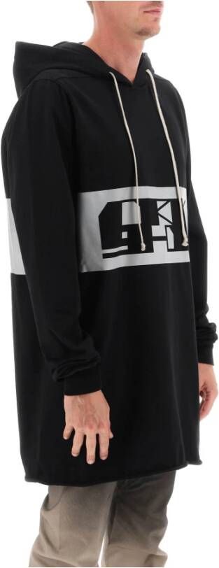 Rick Owens Maxi hoodie met logo print Black Heren