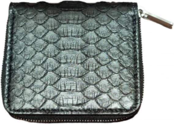 Rick Owens Rugzakken Porte monnaie cuir python noir Zipped wallet Rick in zwart