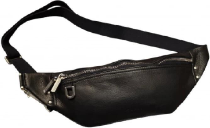 Rick Owens Rugzakken Sac banane small Geo Bumbag noir cuir lisse Rick O in zwart