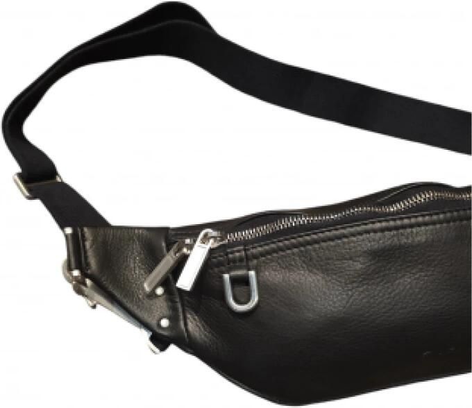 Rick Owens Rugzakken Sac banane small Geo Bumbag noir cuir lisse Rick O in zwart - Foto 3