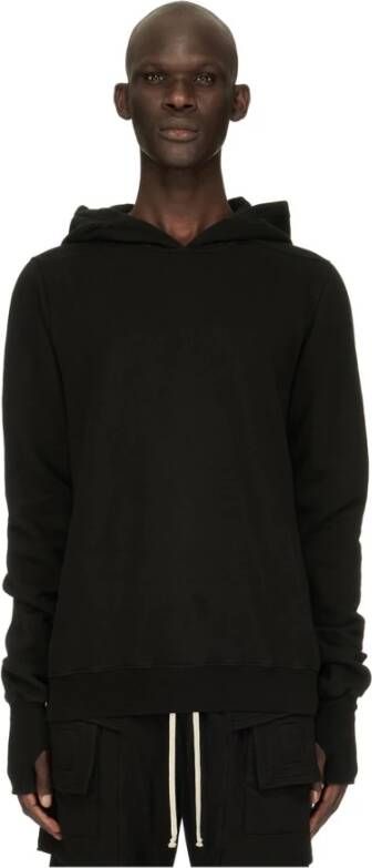 Rick Owens Zwarte katoenen hoodie met duimgaten Black Heren