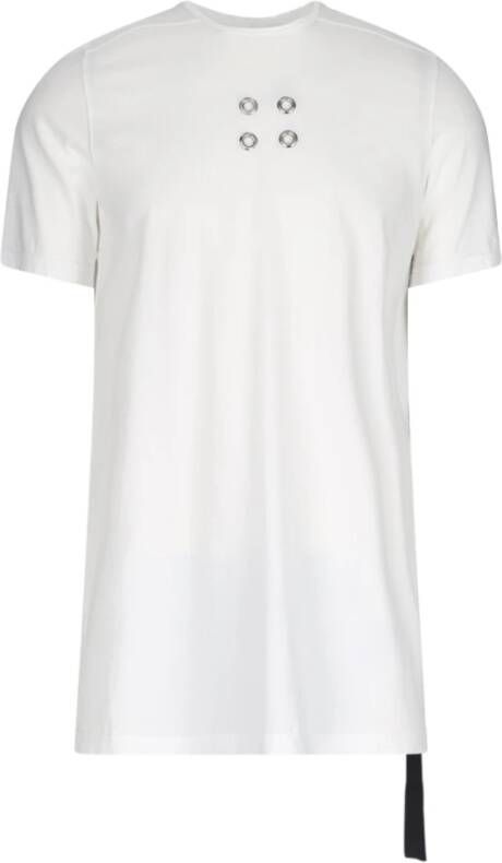 Rick Owens Witte Katoenen T-shirt met Zilveren Oogjes en Zijband White Heren