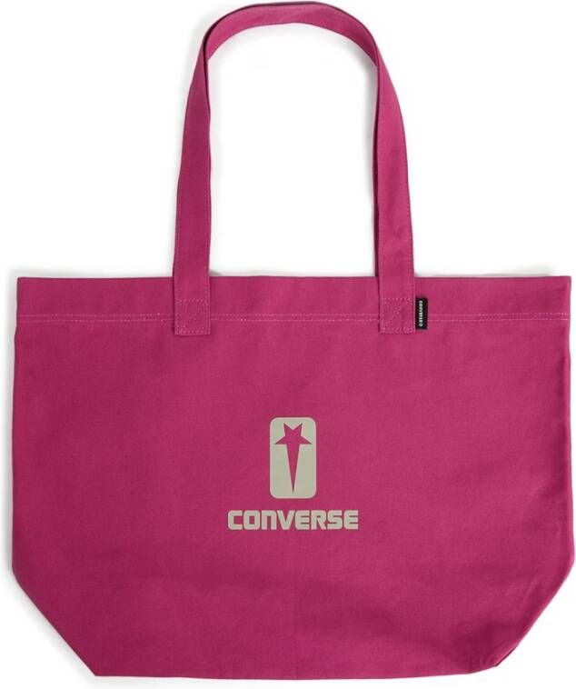 Rick Owens Katoenen Canvas Logo Print Tote Bag Pink Dames