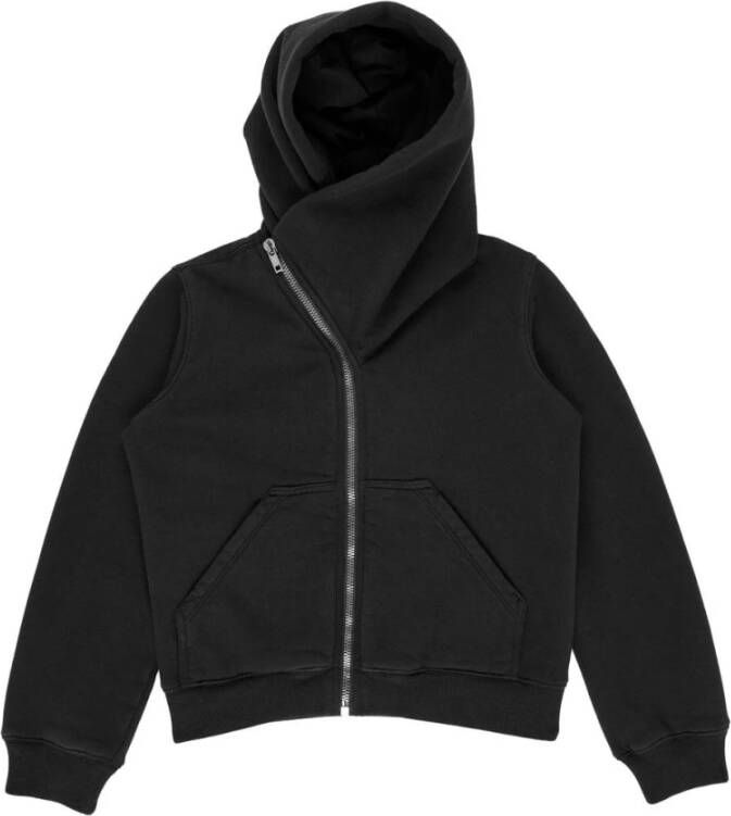 Rick Owens Zwarte hoodie met asymmetrische rits Zwart Heren