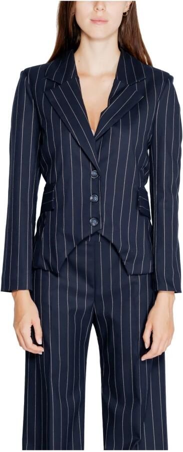 RINASCIMENTO Blauwe Blazer met Krijtstreep en Reverskraag Blue Dames - Foto 3