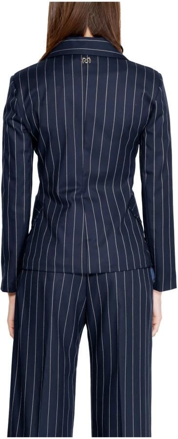 RINASCIMENTO Blauwe Blazer met Krijtstreep en Reverskraag Blue Dames