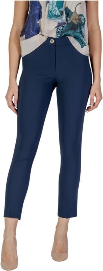 RINASCIMENTO Blauwe Effen Broek met Rits en Knoopsluiting Blue Dames - Foto 3