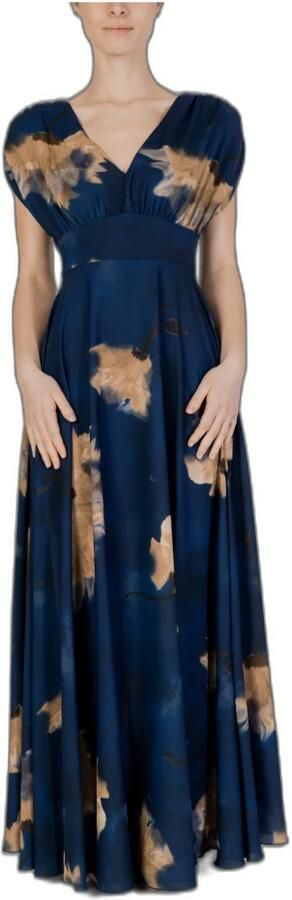 RINASCIMENTO Blauwe Jurk met Bloemenprint en V-hals Blue Dames - Foto 5