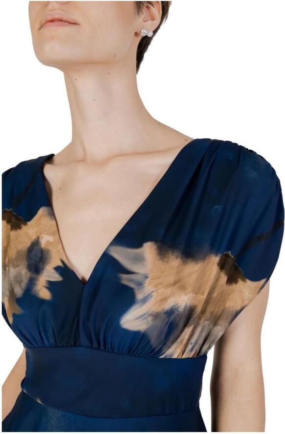 RINASCIMENTO Blauwe Jurk met Bloemenprint en V-hals Blue Dames - Foto 3