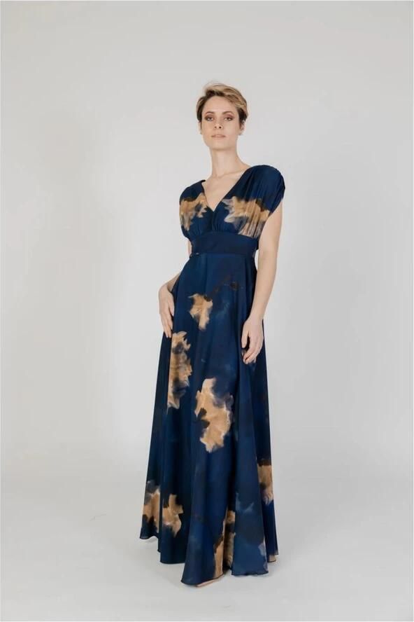RINASCIMENTO Blauwe Jurk met Bloemenprint en V-hals Blue Dames - Foto 2