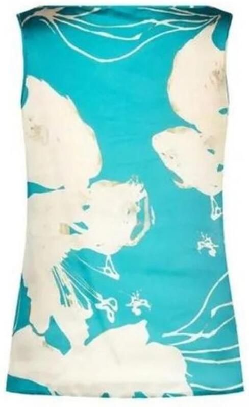 RINASCIMENTO Bloemenprint Zijden Mouwloze Blouse Top Blue Dames