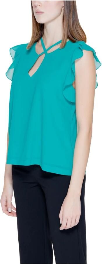 RINASCIMENTO Groene Blouse met Volant V-hals Green Dames - Foto 2