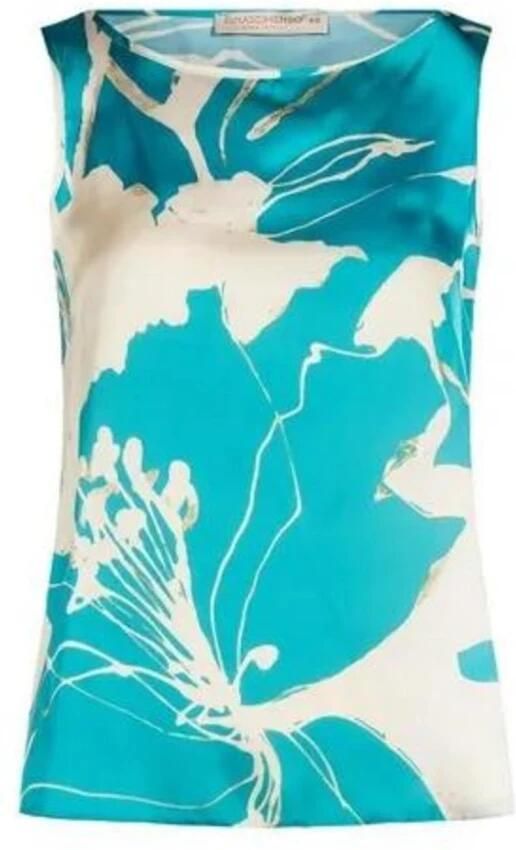RINASCIMENTO Bloemenprint Zijden Mouwloze Blouse Top Blue Dames - Foto 4
