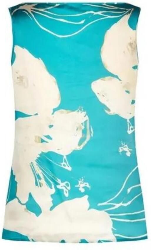 RINASCIMENTO Bloemenprint Zijden Mouwloze Blouse Top Blue Dames
