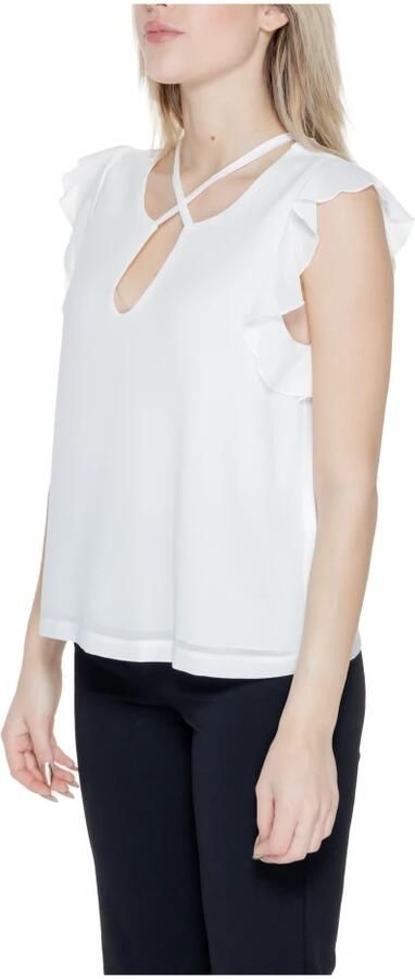 RINASCIMENTO Witte Keyhole Blouse Korte Mouwen White Dames - Foto 3