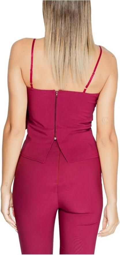 RINASCIMENTO Bordeaux Zip-Up Strappy Top Red Dames