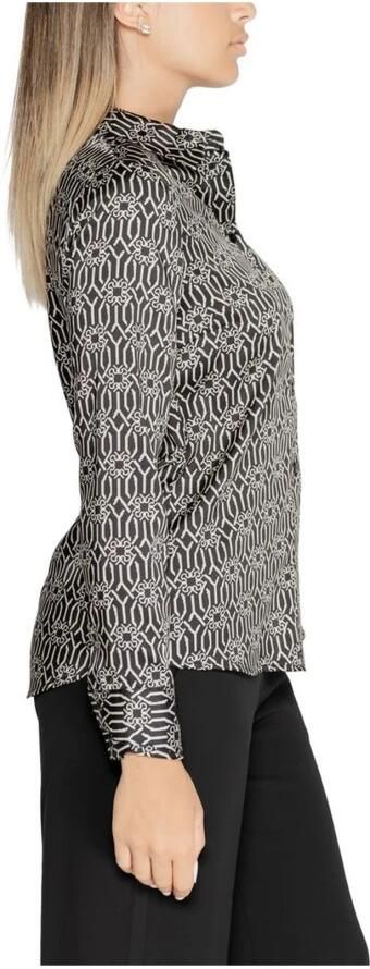 RINASCIMENTO Geometrische Blouse van Zijde met Kraag en Print Black Dames - Foto 2