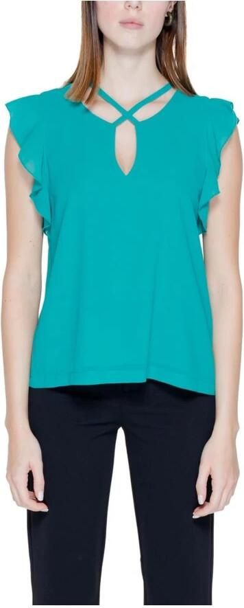 RINASCIMENTO Groene Blouse met Volant V-hals Green Dames - Foto 4