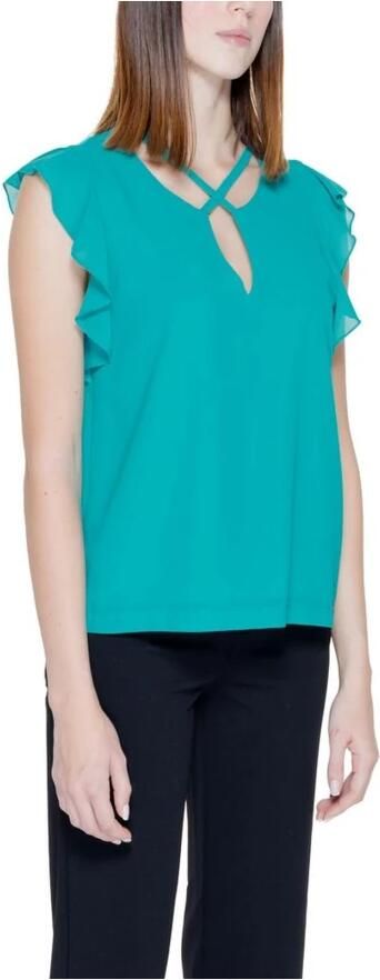 RINASCIMENTO Groene Blouse met Volant V-hals Green Dames - Foto 3