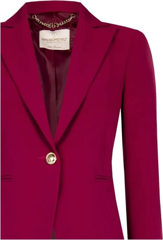 RINASCIMENTO Single Button Technical Fabric Blazer Jacket Red Dames