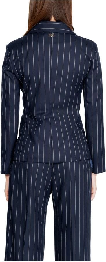RINASCIMENTO Blauwe Blazer met Krijtstreep en Reverskraag Blue Dames