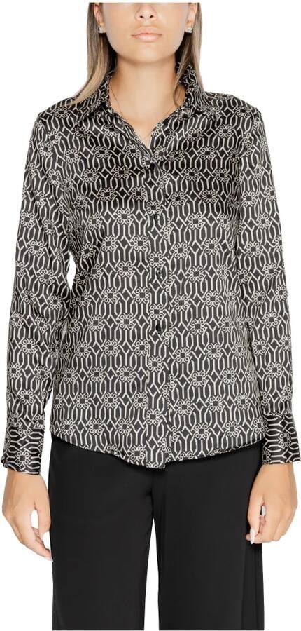 RINASCIMENTO Geometrische Blouse van Zijde met Kraag en Print Black Dames - Foto 4