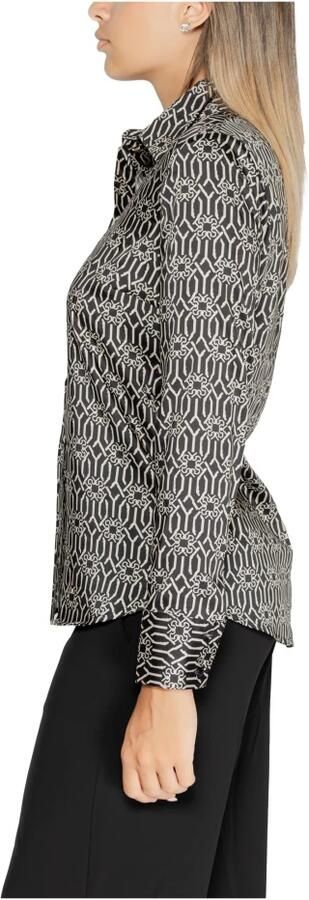 RINASCIMENTO Geometrische Blouse van Zijde met Kraag en Print Black Dames - Foto 3