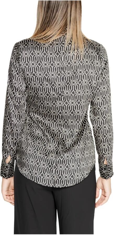 RINASCIMENTO Geometrische Blouse van Zijde met Kraag en Print Black Dames